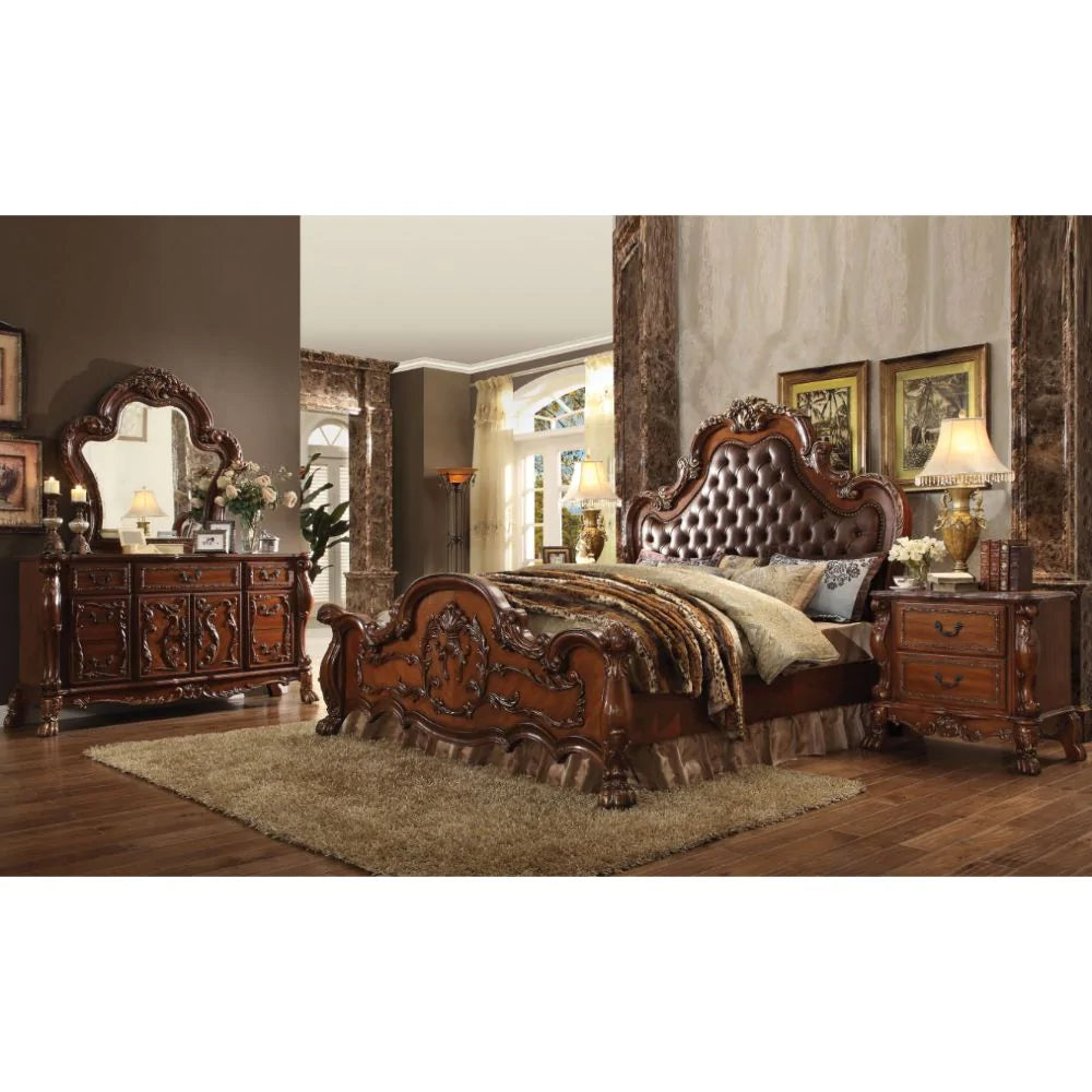 Dresden PU & Cherry Oak Eastern King Bed Model 23137EK By ACME Furniture