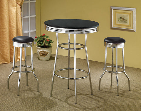 Coaster Theodore Upholstered Top Bar Stools Black and Chrome (Set of 2) Model 2408