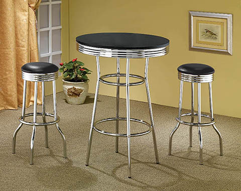 Coaster Theodore Upholstered Top Bar Stools Black and Chrome (Set of 2) Model 2408