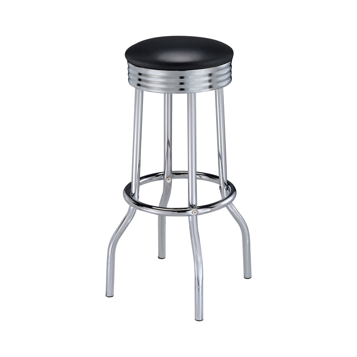 Coaster Theodore Upholstered Top Bar Stools Black and Chrome (Set of 2) Model 2408