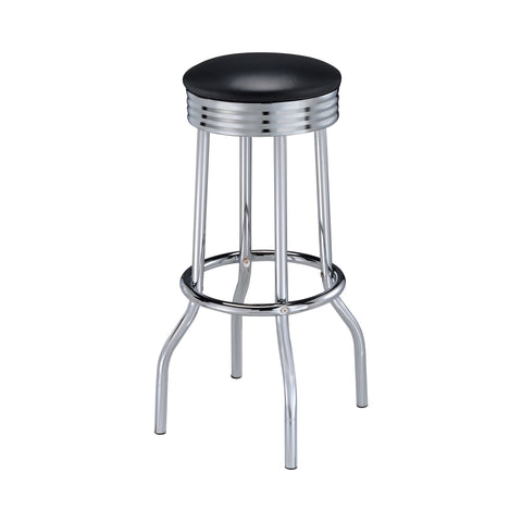 Coaster Theodore Upholstered Top Bar Stools Black and Chrome (Set of 2) Model 2408