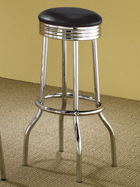 Coaster Theodore Upholstered Top Bar Stools Black and Chrome (Set of 2) Model 2408
