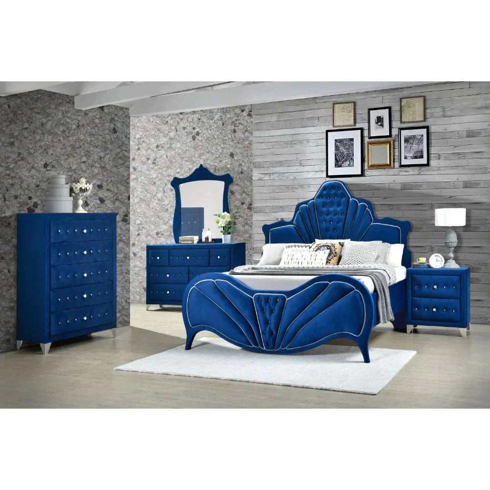 Dante Blue Velvet Queen Bed Model 24220Q By ACME Furniture