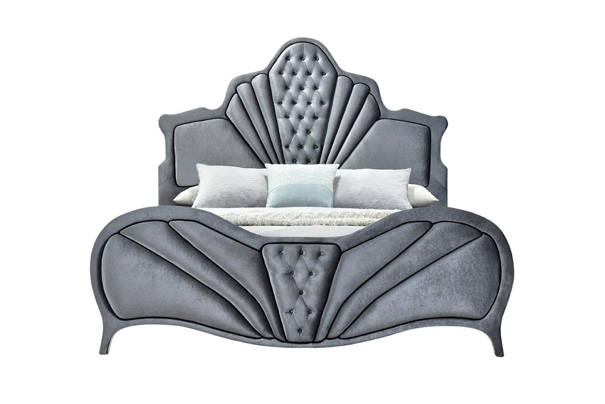 ACME Dante Gray Velvet Dante Eastern King Bed Model 24227EK