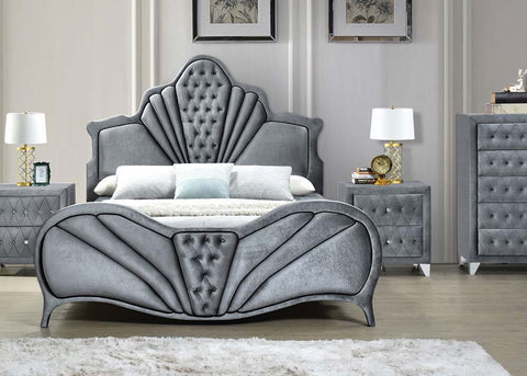 ACME Dante Gray Velvet Dante Eastern King Bed Model 24227EK