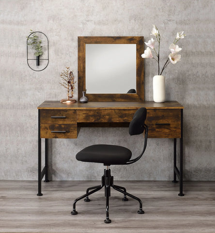 Juvanth Rustic Oak & Black Finish Vanity Desk Model 24267 By ACME Furniture
