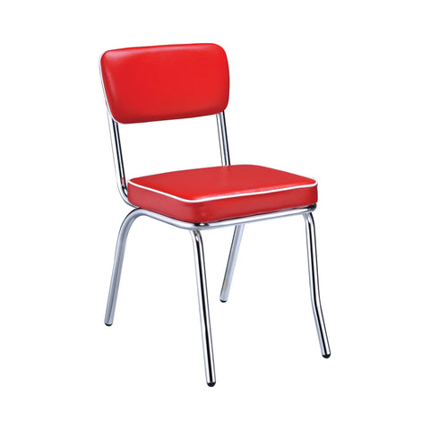 Coaster Retro Open Back Side Chairs Red and Chrome (Set of 2) Model 2450R