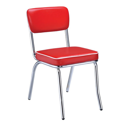 Coaster Retro Open Back Side Chairs Red and Chrome (Set of 2) Model 2450R