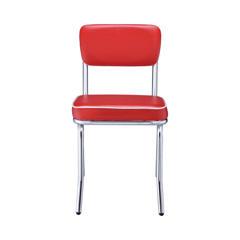 Coaster Retro Open Back Side Chairs Red and Chrome (Set of 2) Model 2450R