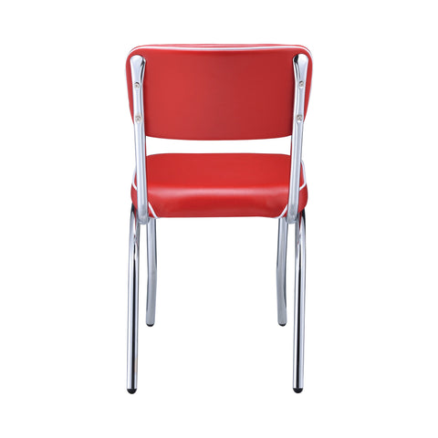 Coaster Retro Open Back Side Chairs Red and Chrome (Set of 2) Model 2450R