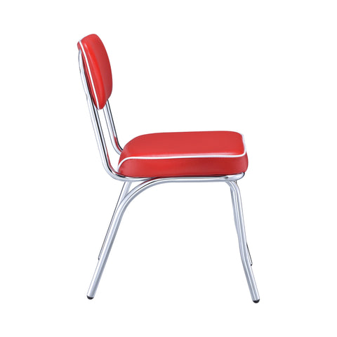 Coaster Retro Open Back Side Chairs Red and Chrome (Set of 2) Model 2450R