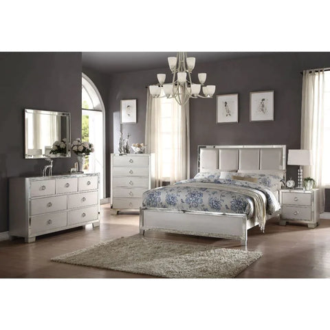 Voeville II Platinum PU & Platinum Eastern King Bed Model 24827EK By ACME Furniture