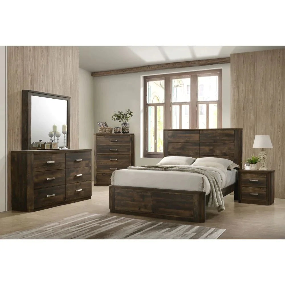 Elettra Rustic Walnut Eastern King Bed Model 24847EK By ACME Furniture