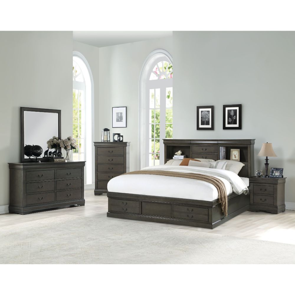 ACME Louis Philippe III Dark Gray Finish Louis Philippe III Queen Bed Model 24930Q