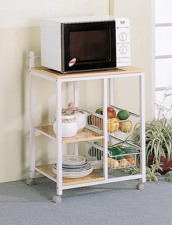 Coaster Kelvin 2-shelf Kitchen Cart Natural Brown and White Model 2506