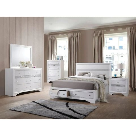 Naima White Eastern King Bed Model 25767EK By ACME Furniture