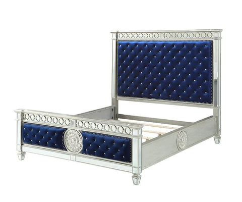 Varian Blue Velvet & Mirrored Eastern King Bed Model 26147EK By ACME Furniture