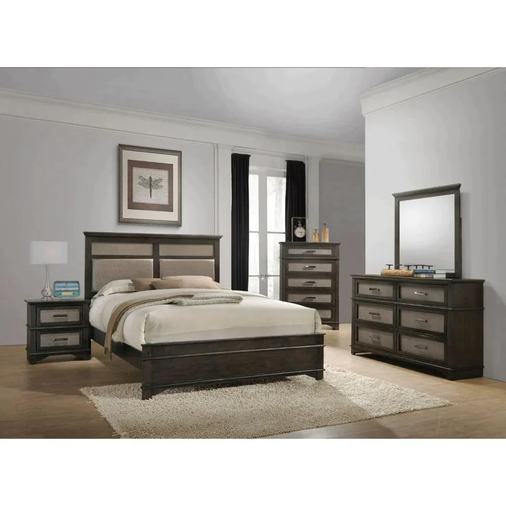 Anatole Copper PU & Dark Walnut Eastern King Bed Model 26277EK By ACME Furniture