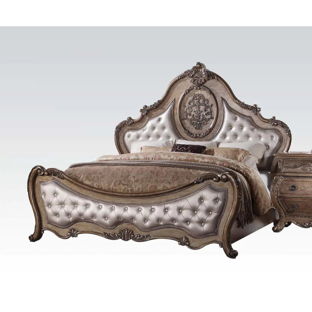 Ragenardus PU & Vintage Oak Eastern King Bed Model 26307EK By ACME Furniture