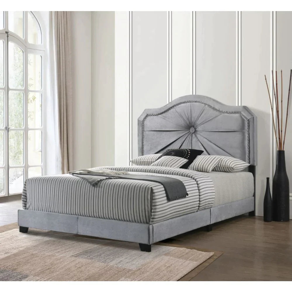 Frankie Gray Velvet Queen Bed Model 26410Q By ACME Furniture