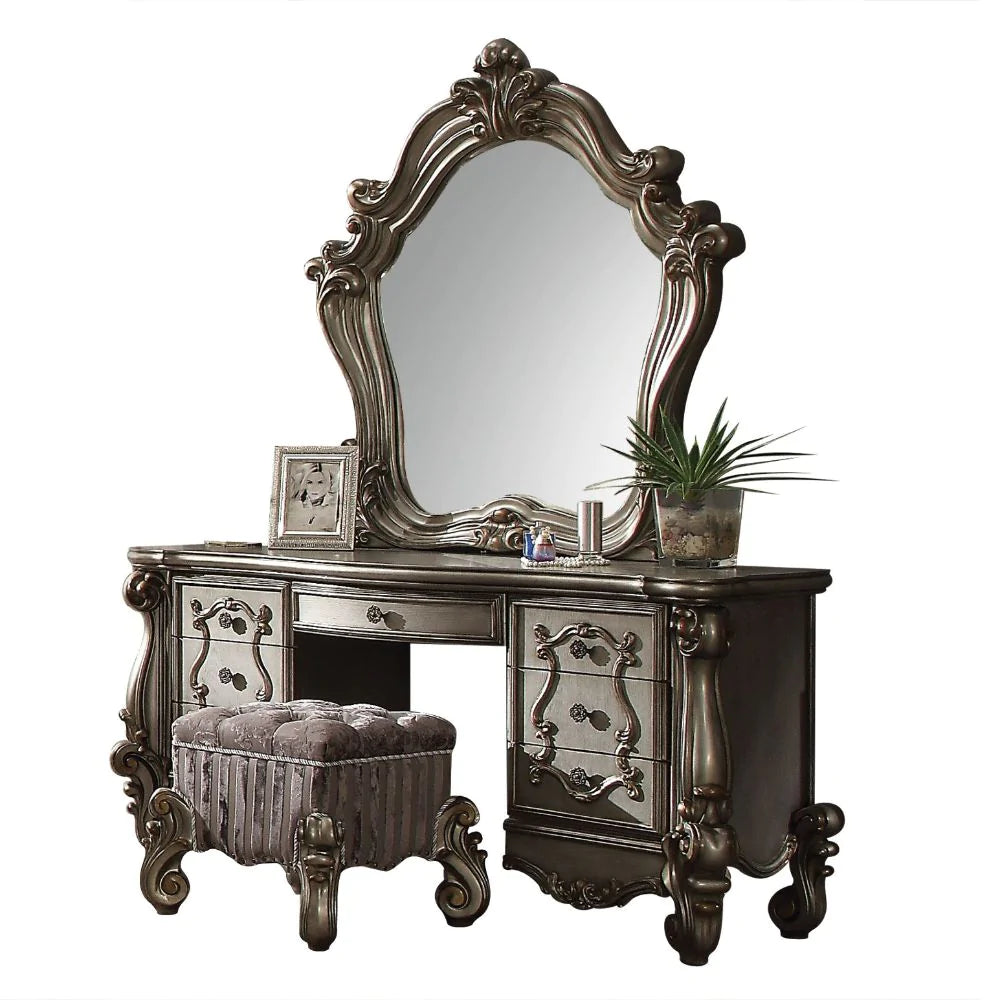 Versailles Antique Platinum Vanity Desk Model 26847 By ACME Furniture