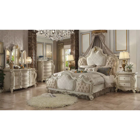 Picardy Fabric & Antique Pearl Eastern King Bed Model 26877EK By ACME Furniture