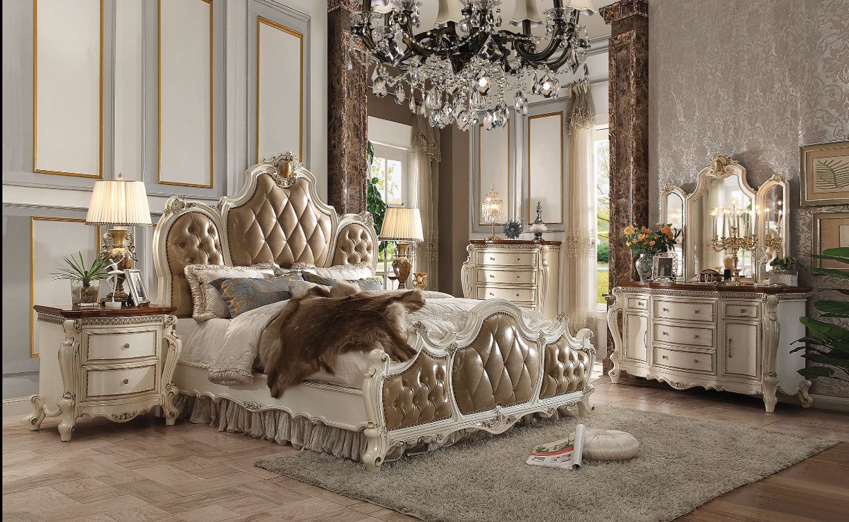 Picardy Butterscotch PU & Antique Pearl Queen Bed Model 26900Q By ACME Furniture