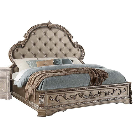 Northville PU & Antique Silver Eastern King Bed Model 26927EK By ACME Furniture