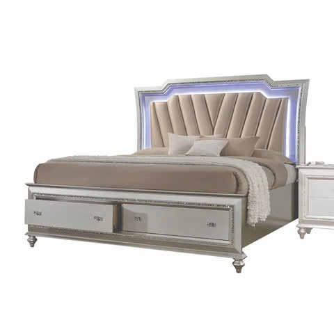Kaitlyn PU & Champagne Eastern King Bed Model 27227EK By ACME Furniture