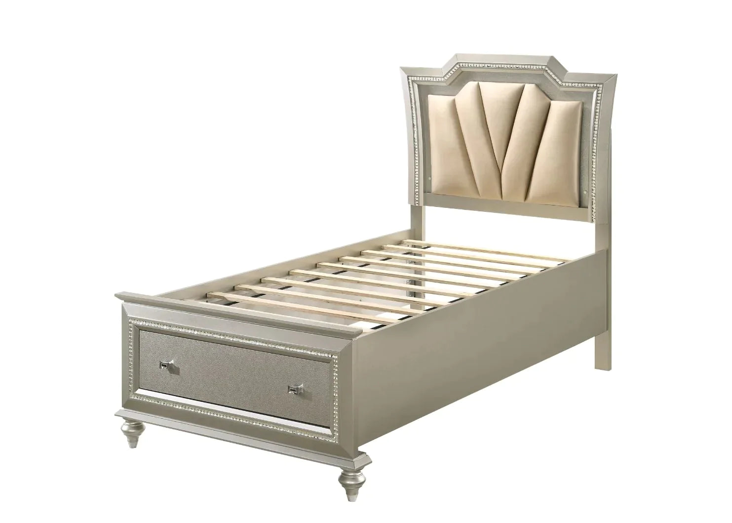 Kaitlyn PU & Champagne Twin Bed Model 27240T By ACME Furniture