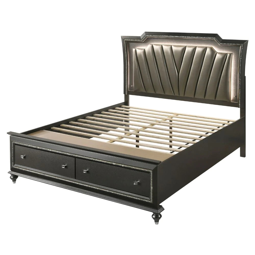 Kaitlyn PU & Metallic Gray Eastern King Bed Model 27277EK By ACME Furniture