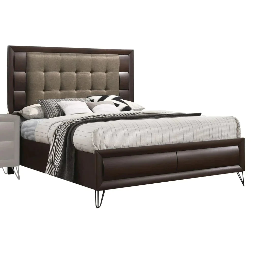 Tablita Fabric & Dark Merlot Eastern King Bed Model 27457EK By ACME Furniture