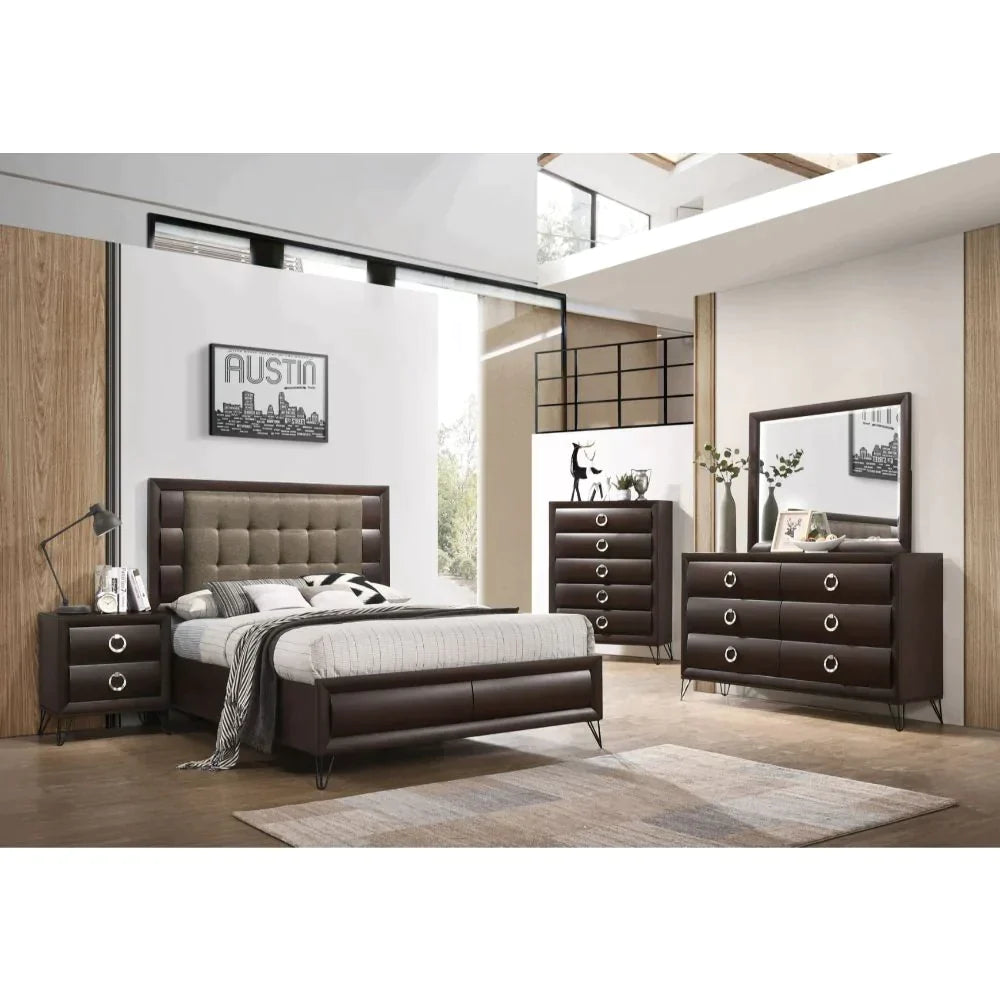 Tablita Fabric & Dark Merlot Queen Bed Model 27460Q By ACME Furniture