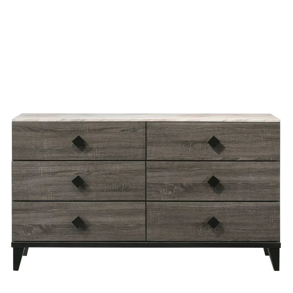 Avantika Faux Marble & Rustic Gray Oak Dresser Model 27675 By ACME Furniture