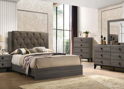 Avantika Fabric & Rustic Gray Oak Queen Bed Model 27680Q By ACME Furniture