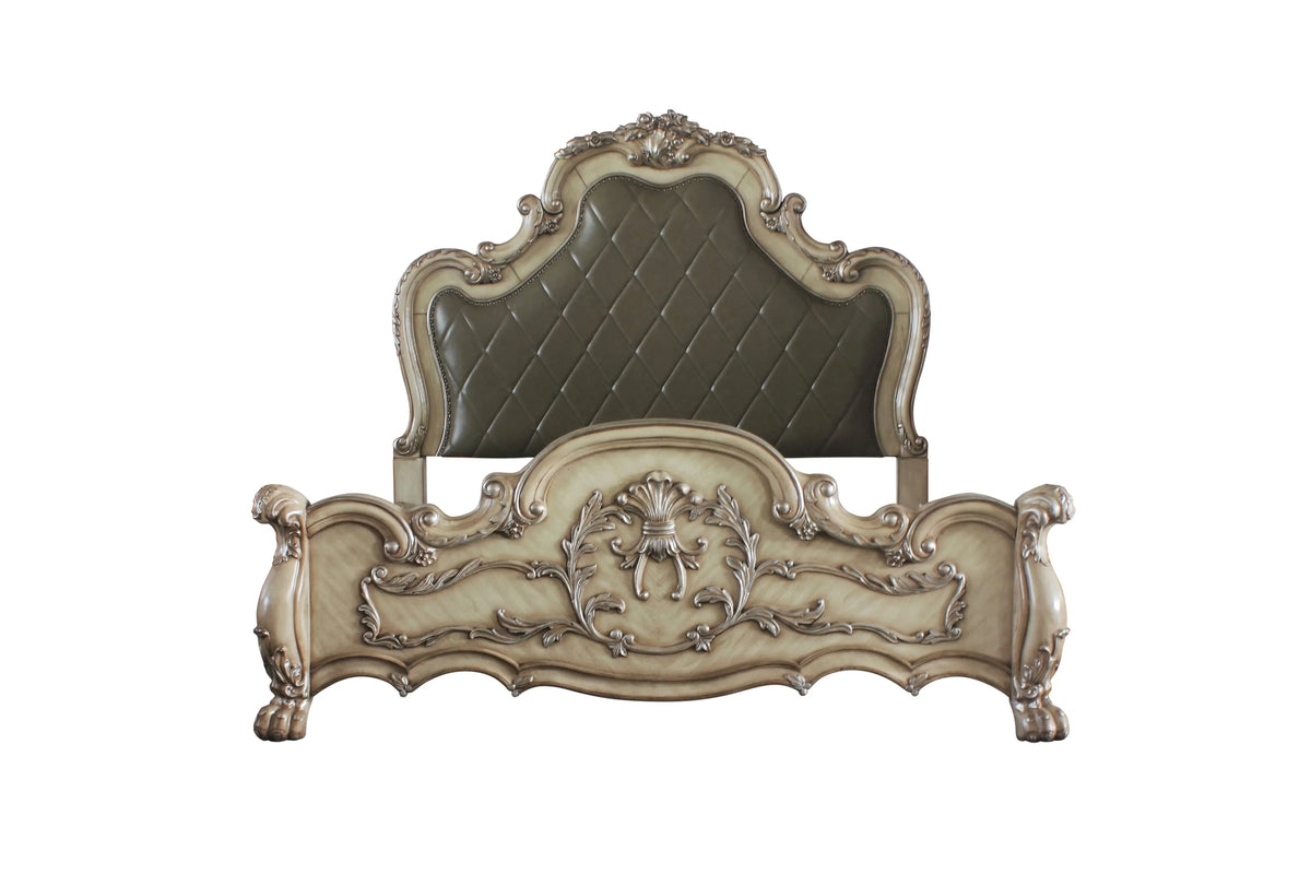 Dresden Vintage Bone White & PU California King Bed Model 28164CK By ACME Furniture