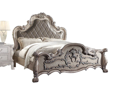 Dresden Vintage Bone White & PU Eastern King Bed Model 28167EK By ACME Furniture