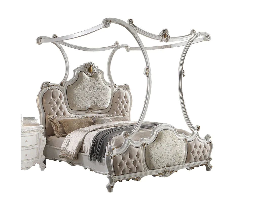 Picardy Fabric & Antique Pearl Eastern King Bed Model 28207EK By ACME Furniture