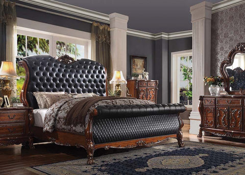 Dresden PU & Cherry Oak Queen Bed Model 28230Q By ACME Furniture