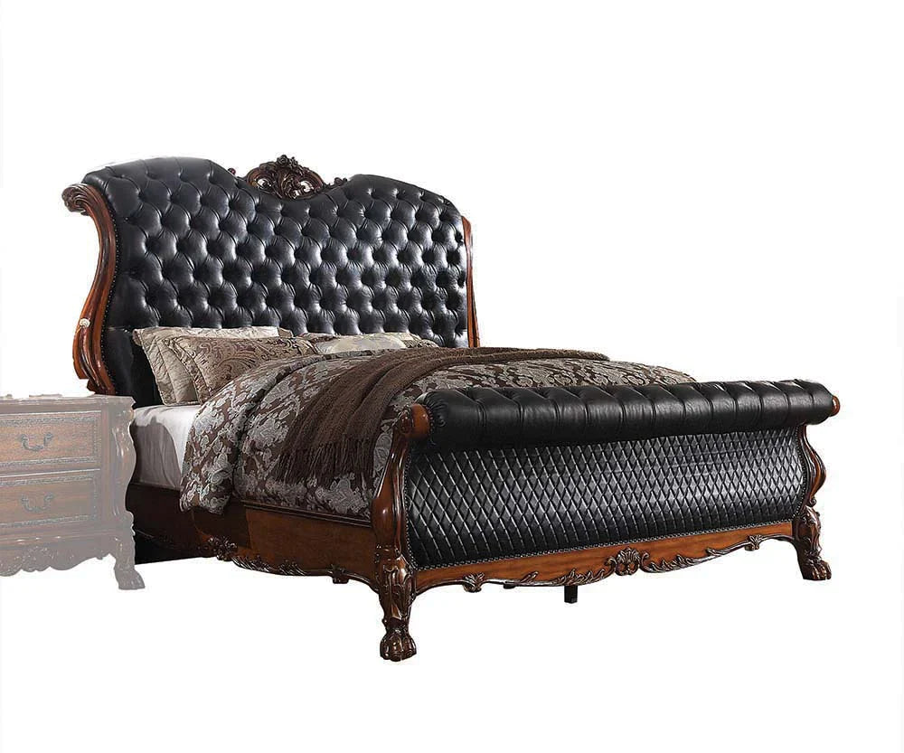 Dresden PU & Cherry Oak Eastern King Bed Model 28227EK By ACME Furniture
