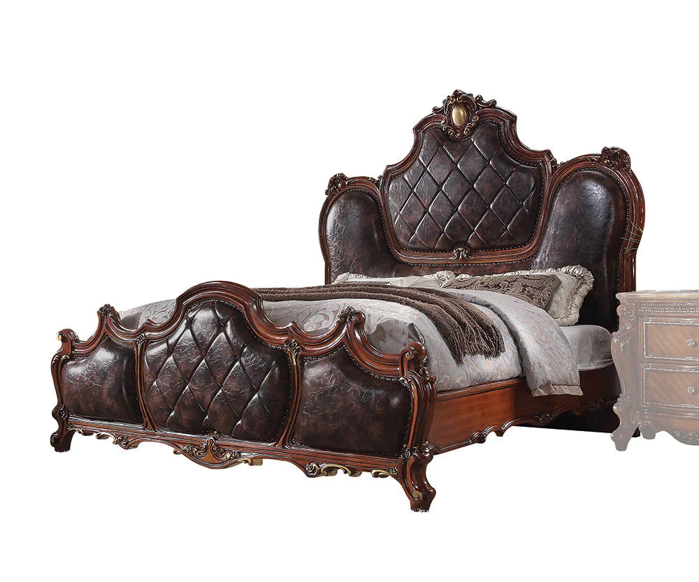 Picardy PU & Cherry Oak California King Bed Model 28234CK By ACME Furniture