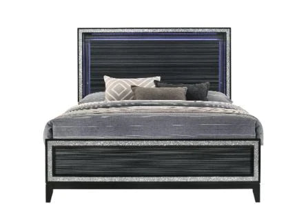 Haiden LED & Weathered Black Finish Queen Bed Model 28430Q By ACME Furniture