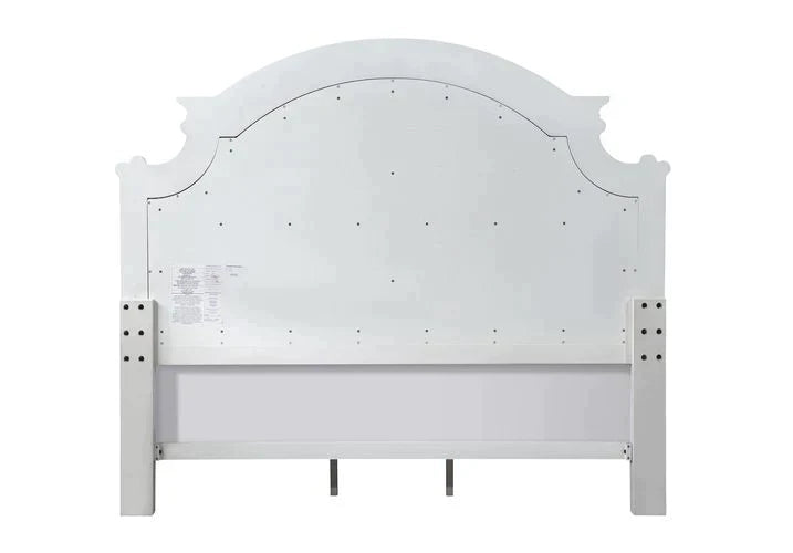 Florian Beige PU & Antique White Finish Eastern King Bed Model 28717EK By ACME Furniture
