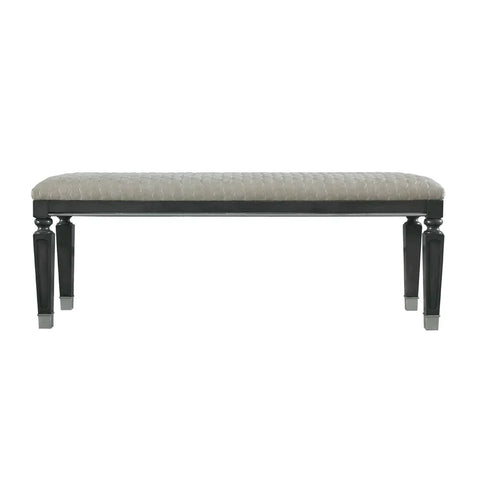 House Beatrice Two Tone Beige Fabric, Charcoal Finish Bench Model 28817 By ACME Furniture