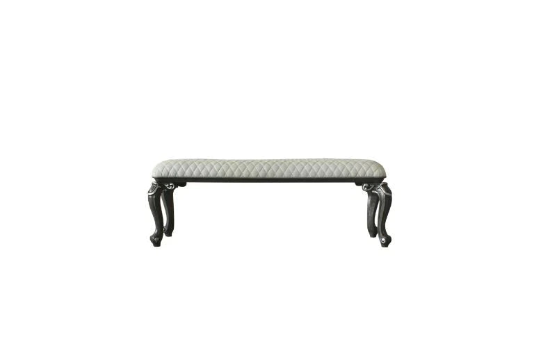 House Delphine Two Tone Ivory Fabric & Charcoal Finish Bench Model 28837 By ACME Furniture