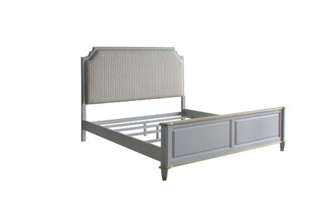 ACME House Marchese Two Tone Beige Fabric & Pearl Gray Finish House Marchese Eastern King Bed Model 28877EK