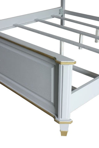 ACME House Marchese Two Tone Beige Fabric & Pearl Gray Finish House Marchese Eastern King Bed Model 28877EK