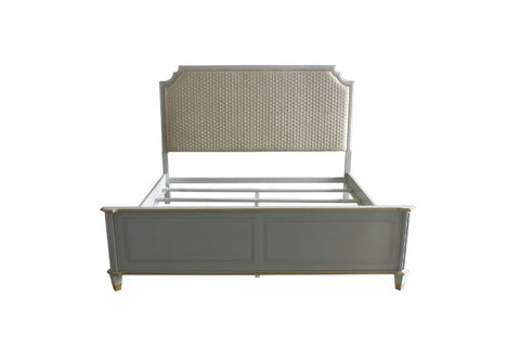 ACME House Marchese Two Tone Beige Fabric & Pearl Gray Finish House Marchese Eastern King Bed Model 28877EK