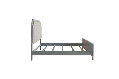 ACME House Marchese Two Tone Beige Fabric & Pearl Gray Finish House Marchese Eastern King Bed Model 28877EK