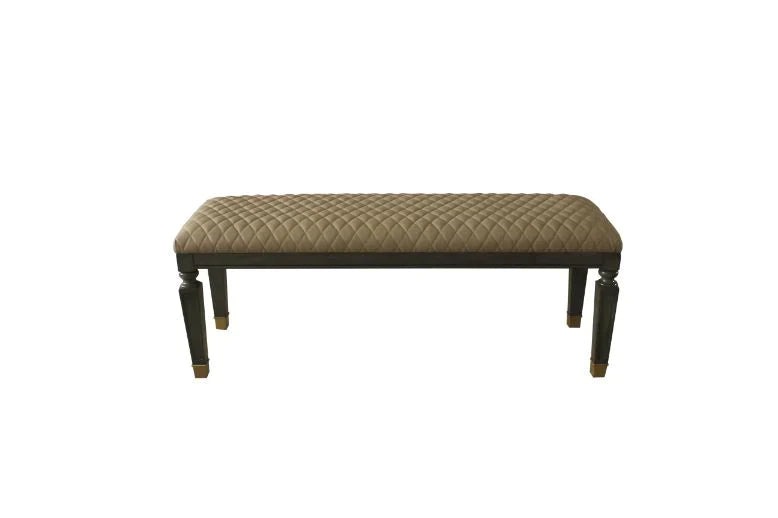 House Marchese Tan PU & Tobacco Finish Bench Model 28907 By ACME Furniture